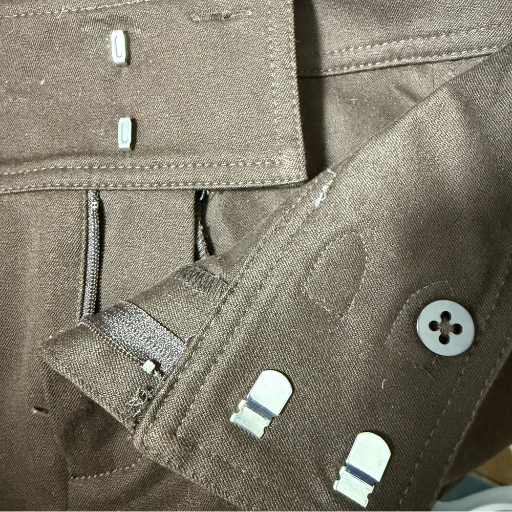 Ralph Lauren LRL 10 Pencil Skirt Brown Stretch Cotton Bridle Buckles Knee Length - Picture 3 of 12